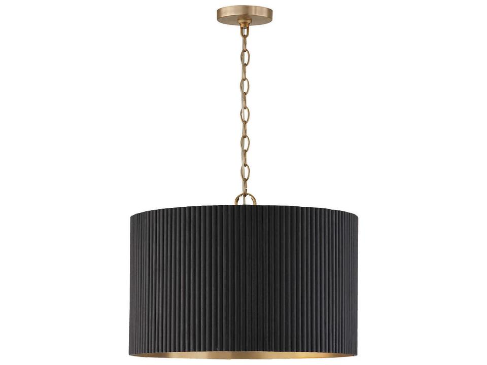 Donovan 3-Light Drum Pendant Light in Black Stain and Matte Brass