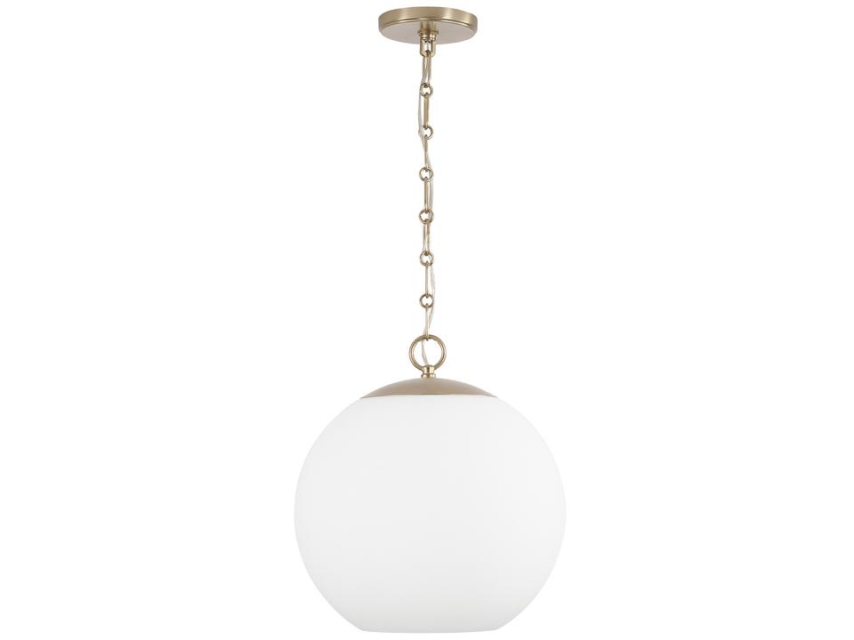 Cleo 1-Light Globe Pendant in Matte Brass with Soft White Glass