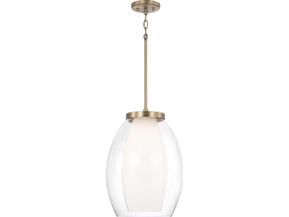 Joss 1-Light Aged Brass Pendant Light with Layered Glass