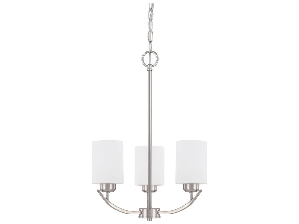 Dixon 3-Light Chandelier in Brushed Nickel with Soft White Glass