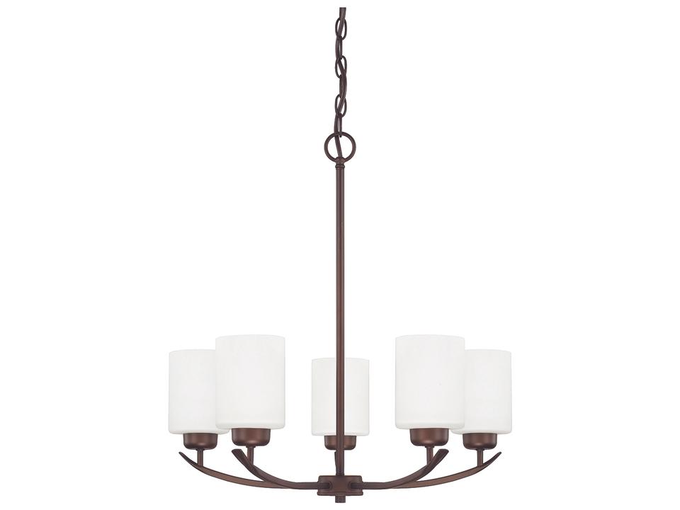 Dixon 5-Light Chandelier in Bronze with Soft White Glass