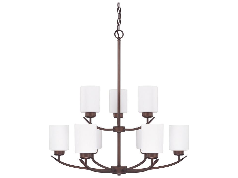 Dixon 9-Light Chandelier in Bronze with Soft White Glass