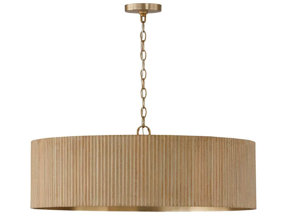 4-Light Donovan Chandelier in White Wash and Matte Brass