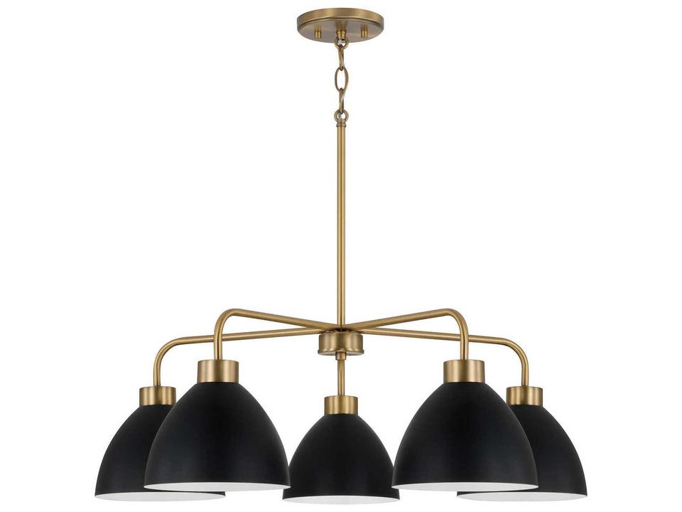 5-Light Ross Chandelier in Aged Brass and Black