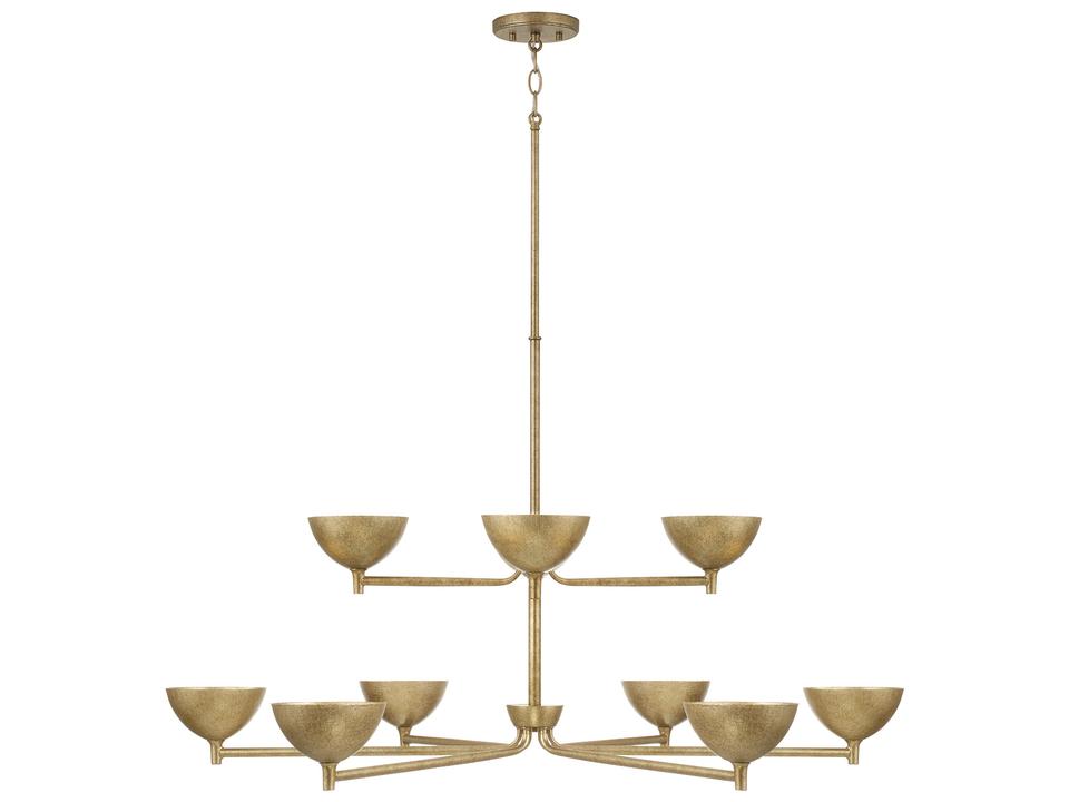 10-Light Francesca Two-Tier Chandelier in Feathered Gold