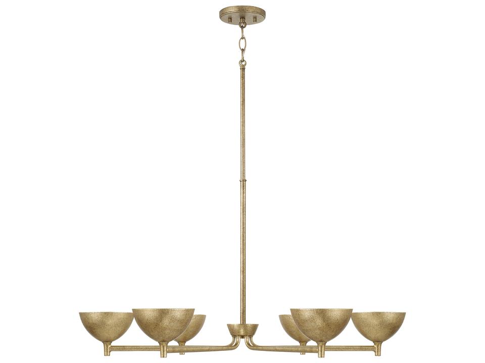 6-Light Francesca Chandelier with Integrated LED in Feathered Brass