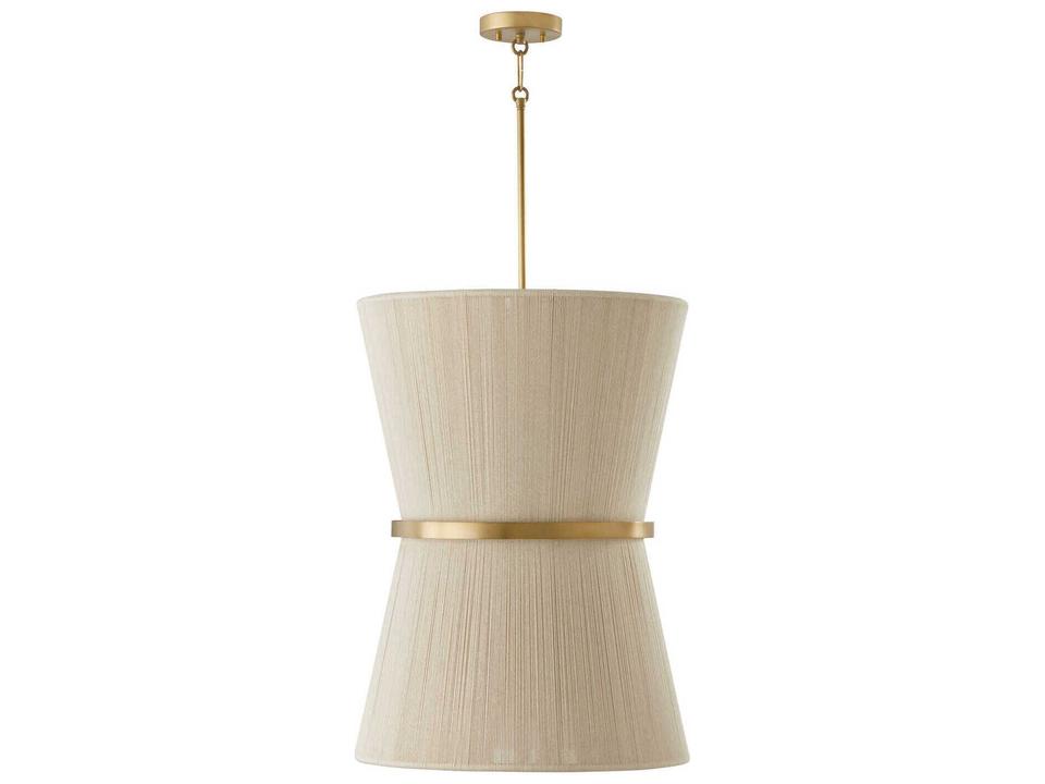 Cecilia 6-Light Foyer Pendant in Bleached Natural Rope and Patinaed Brass