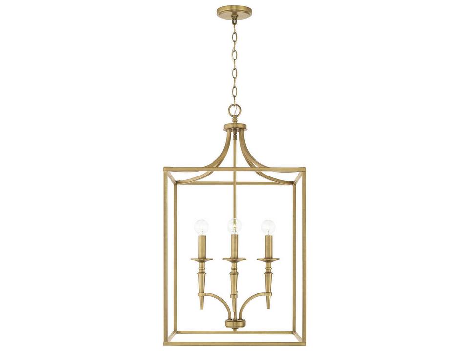 Abbie 4-Light Foyer Pendant Light in Aged Brass