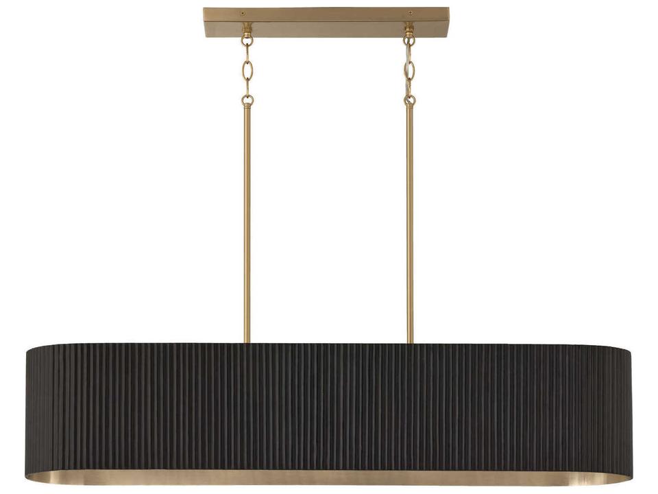 Donovan 5-Light Linear Chandelier in Black Stain and Matte Brass