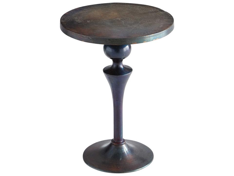 Gully Round End Table in Bronze and Blue Aluminum