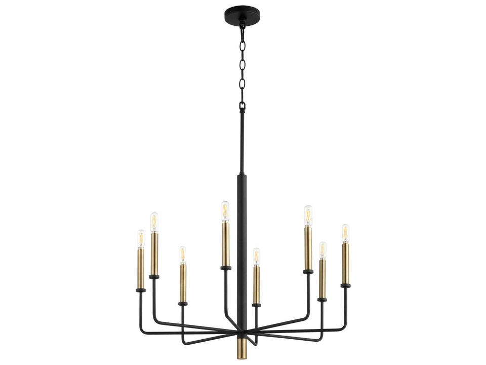 8-Light Apollo Chandelier in Noir and Aged Brass
