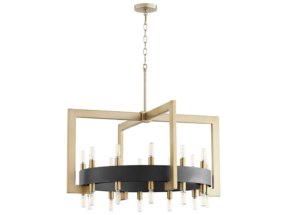 Archibald 24-Light Chandelier in Noir and Aged Brass