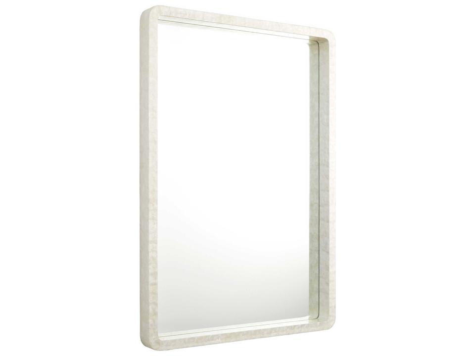 Triton White Rectangular Wall Mirror with Capiz Shell Frame