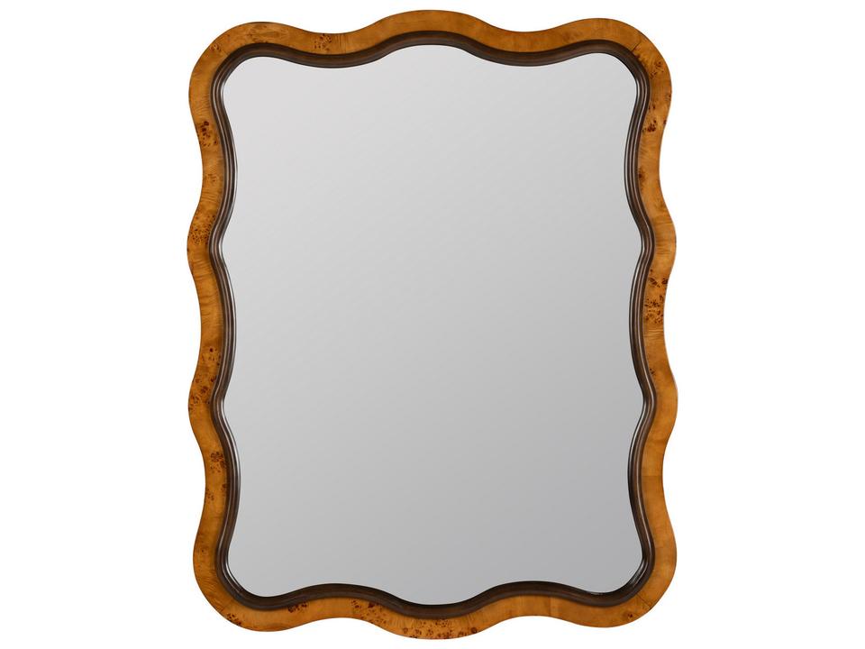 Arabella Tropical Hardwood Wall Mirror in Brown Burl