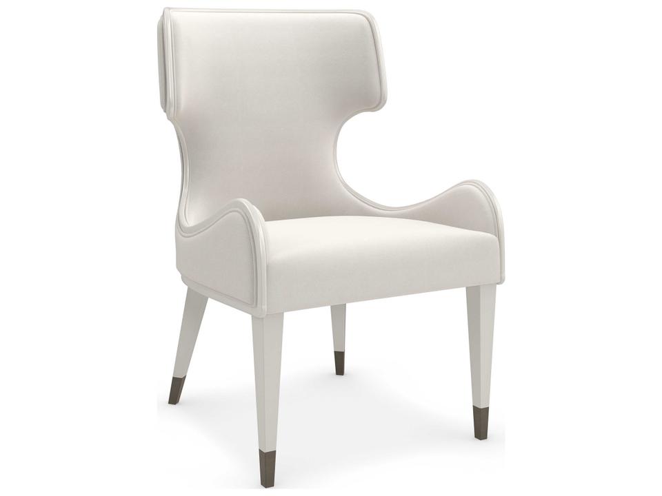 Valentina Upholstered Accent Arm Chair in Matte Pearl and Gold