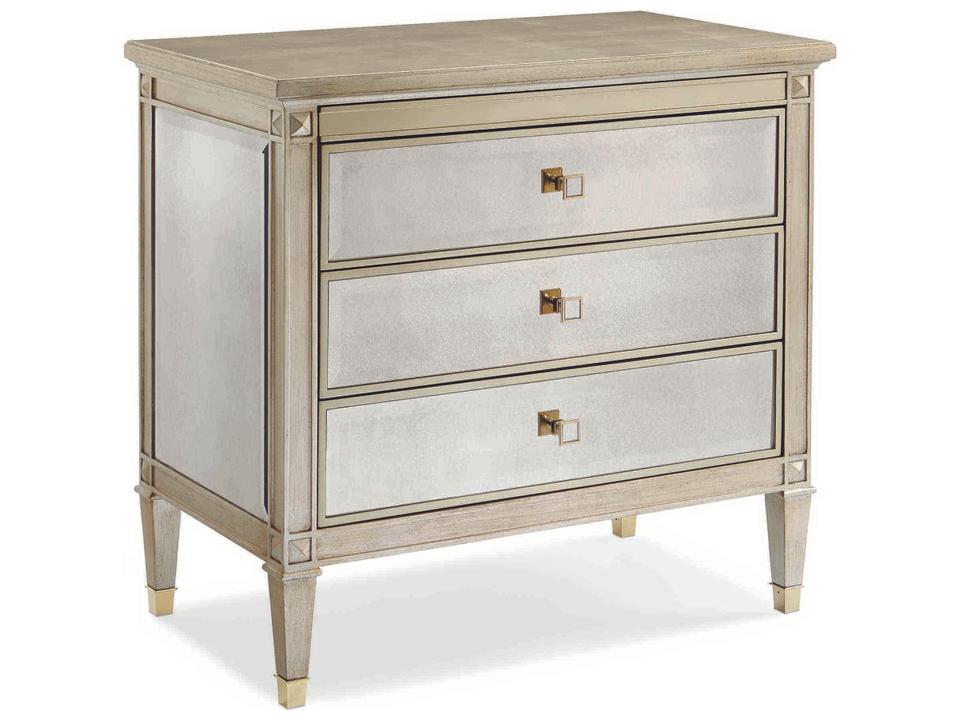 Classic A Classic Beauty 3-Drawer Nightstand in Auric Silver Leaf
