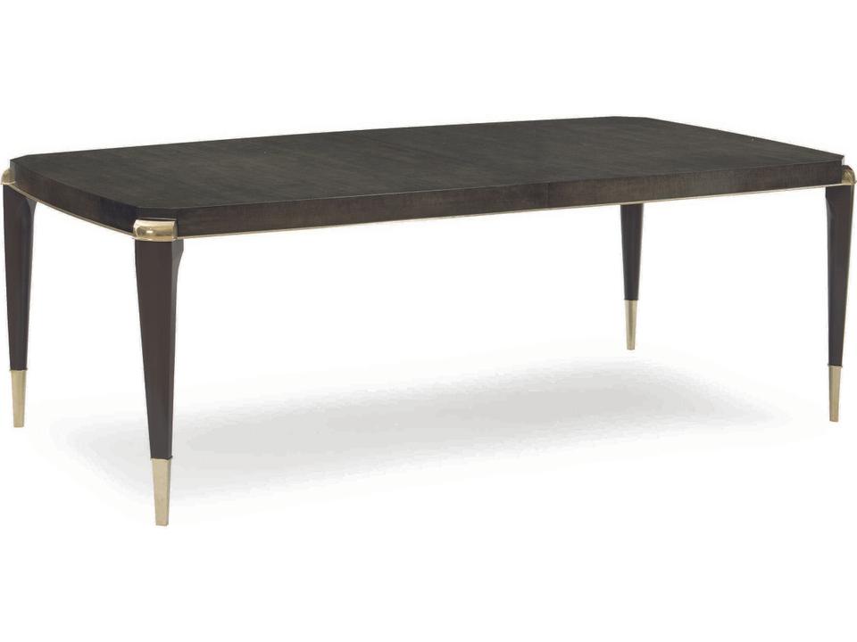 All Trimmed Out Extendable Dining Table in Charcoal Anegre and Whisper of Gold