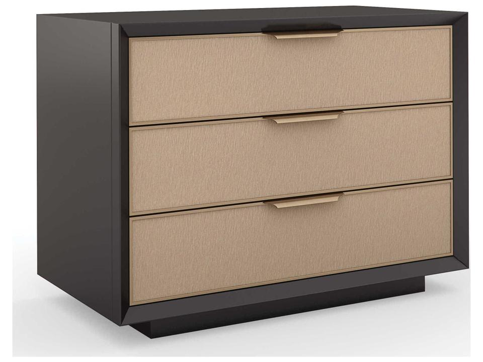 Classic Triple Wrap 3-Drawer Nightstand in Dark Chocolate and Champagne Gold