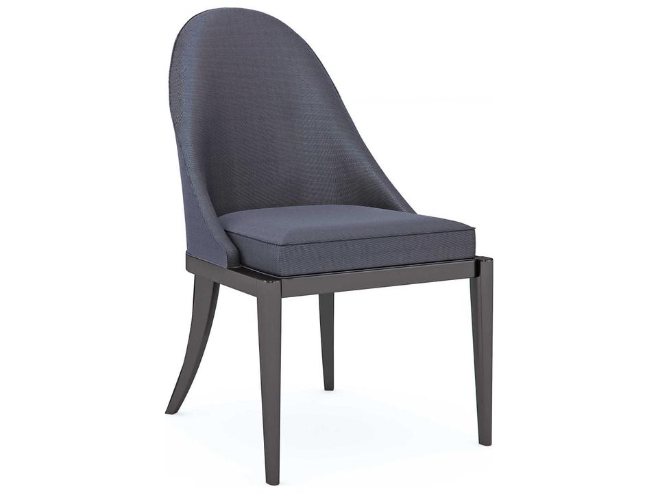 Classic Natural Choice Upholstered Dining Side Chair in Dark Chocolate and Navy