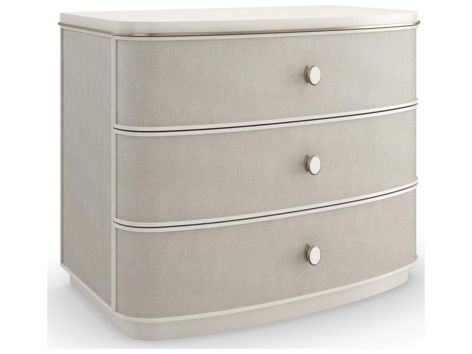 Lyon 3-Drawer Nightstand in Almond Milk and Brushed Gold