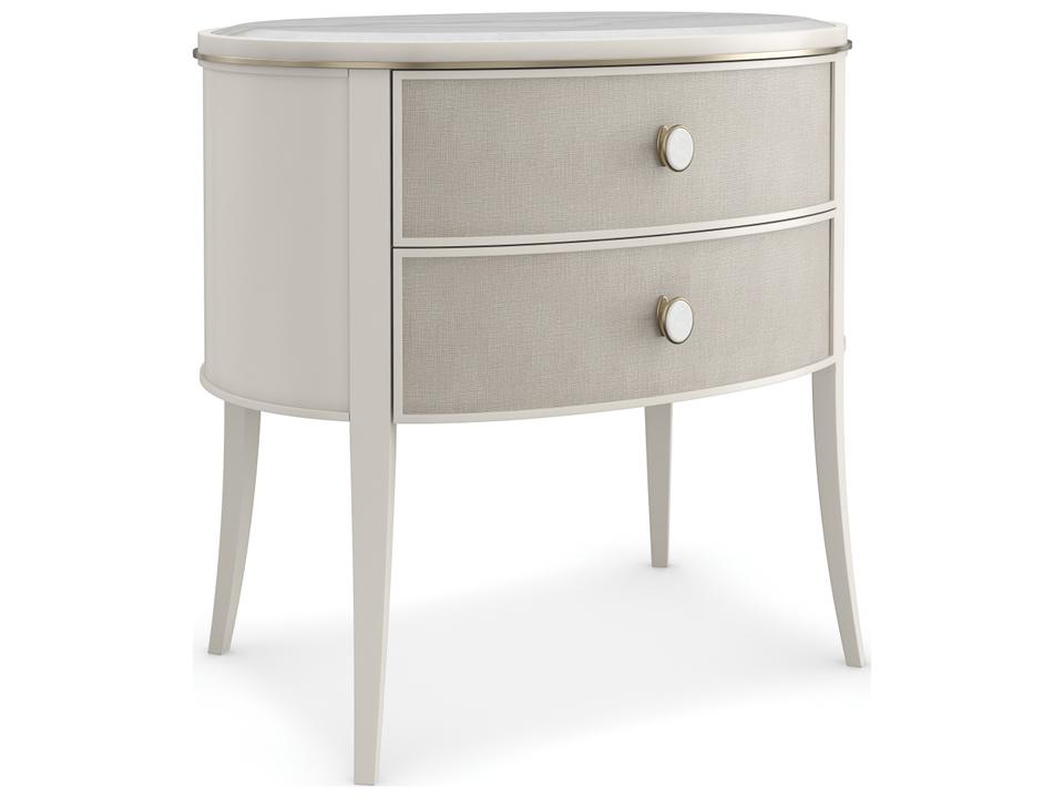 Bruges 2-Drawer Nightstand with Guangxi Marble Top and Brushed Gold Accent