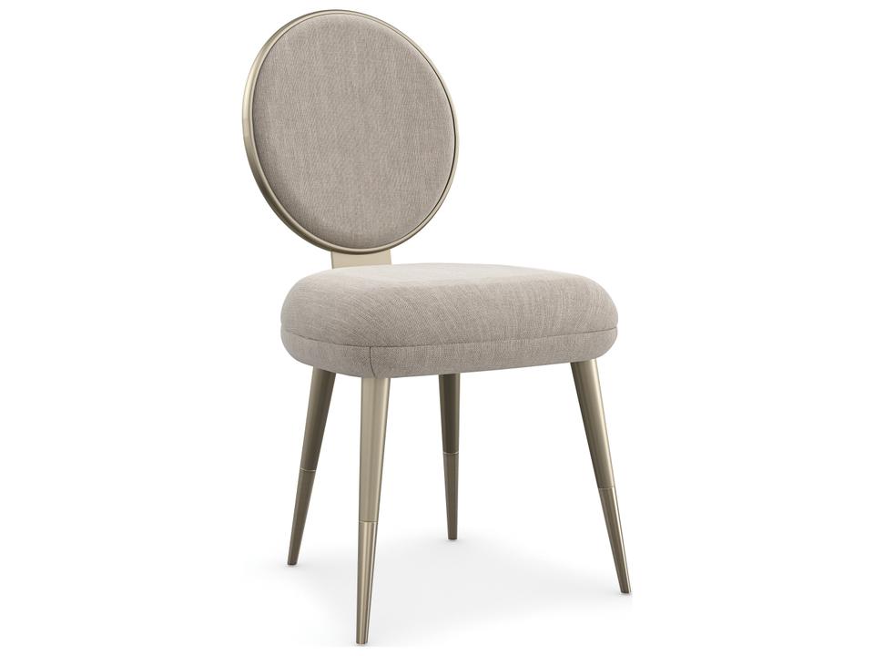 Apollo Upholstered Dining Side Chair in Green and Gold Metallic Fabric