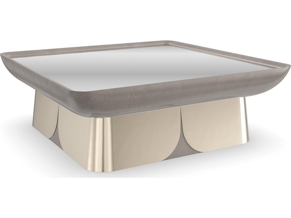 Zenith Square Coffee Table in Mirror Gold and Charcoal Leaf