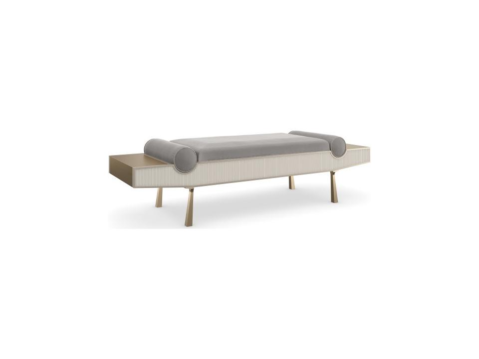Roll Play Bench in Mist Mohair and Almond Milk