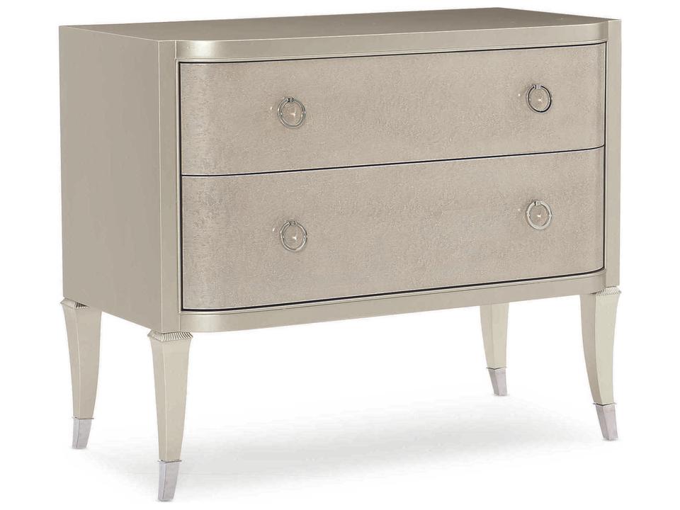 Perfect Match 2-Drawer Nightstand in Soft Silver Paint and Smoked Birdseye