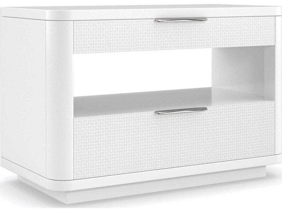 In Touch Nightstand with Two Drawers and USB Port in Cloud White
