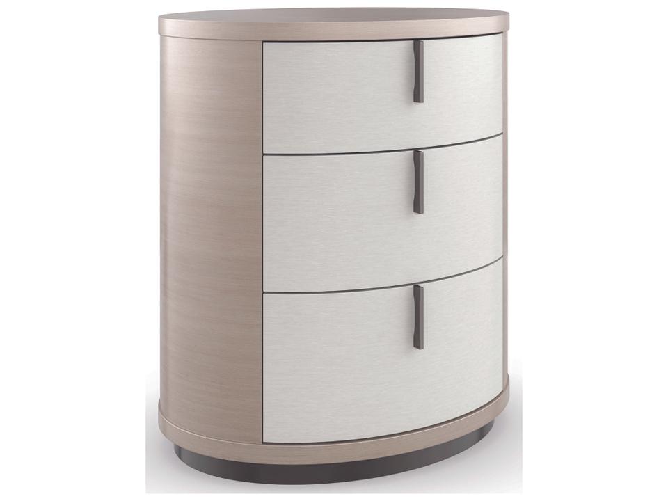 Wandering Elliptical 3-Drawer Nightstand in Moonstone and Seal Skin