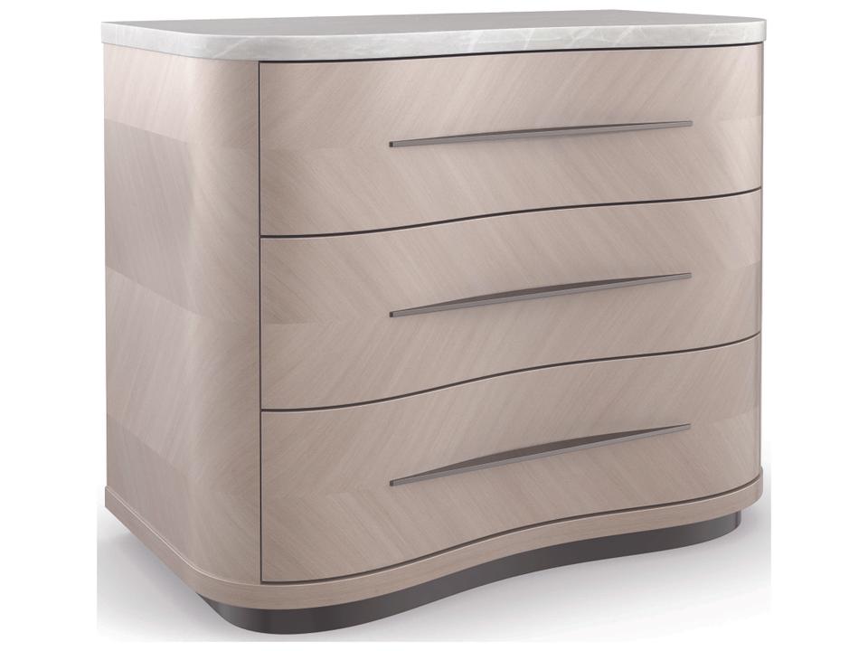 Nomadic 3-Drawer Nightstand with White Rhino Marble Top and Koto Veneer