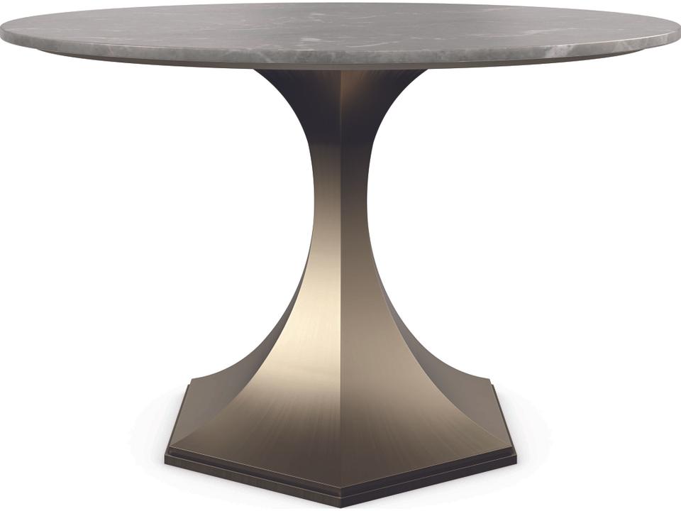 Top Brass Round 48-Inch Dining Table with Sintered Stone Top and Brass Base