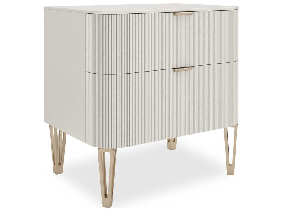 True Love 26 Nightstand in Matte Pearl with Whisper of Gold Accents