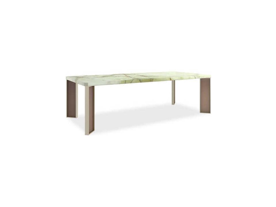The Naturalist Rectangle 100-Inch Dining Table with Green Onyx and Brushed Gold