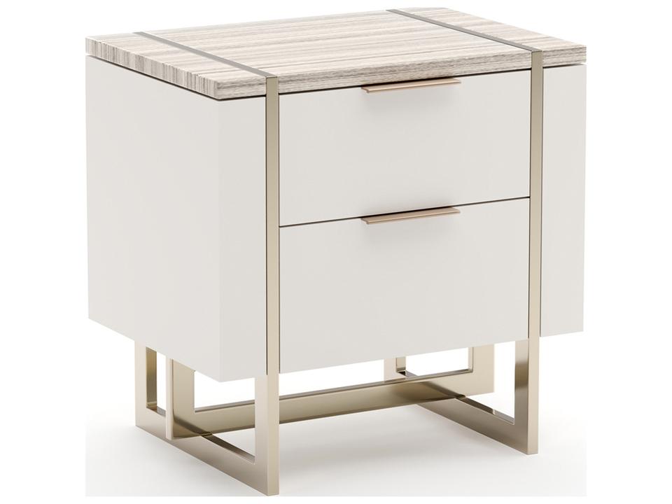 Wish You Were Here Nightstand with Marble Top and Gold Accents