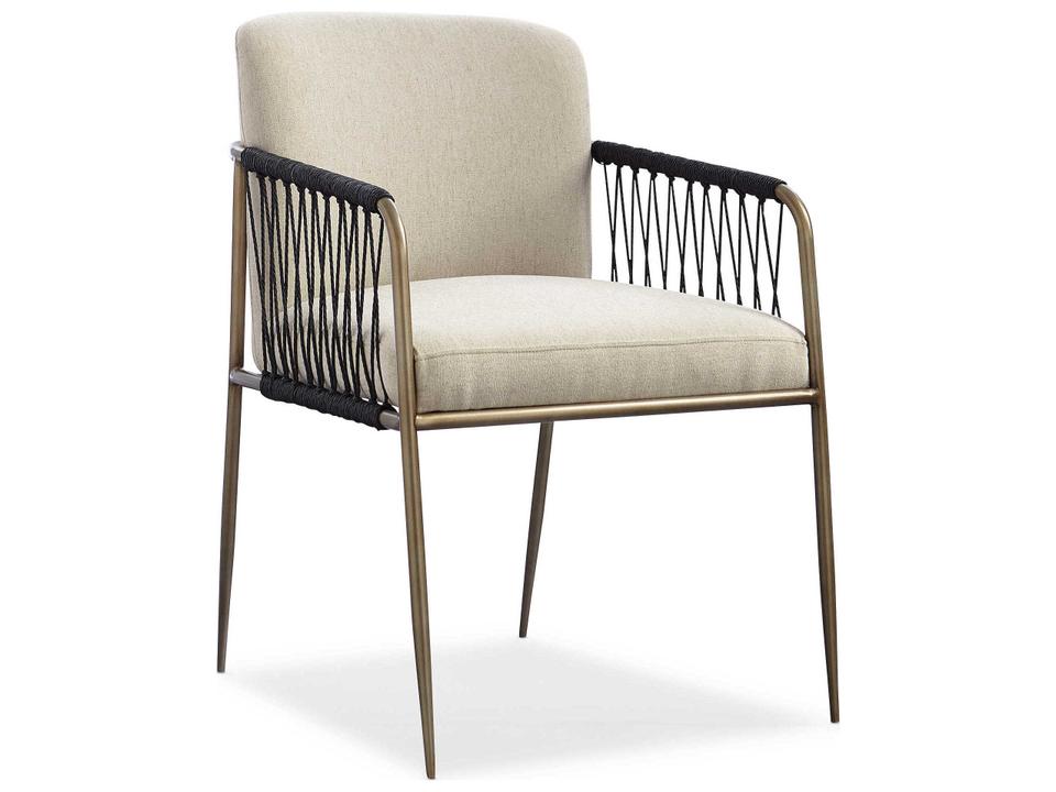 Modern Remix Woven Dining Armchair in Bronze Gold Metal