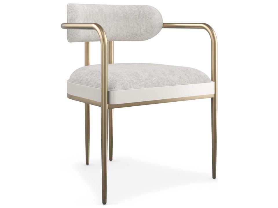 Modern Principles Emphasis Upholstered Dining Armchair in Lucent Bronze and Almost White