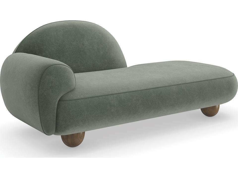 Modern Resort Cypress Upholstered Chaise in Verdigris Mohair-Velvet