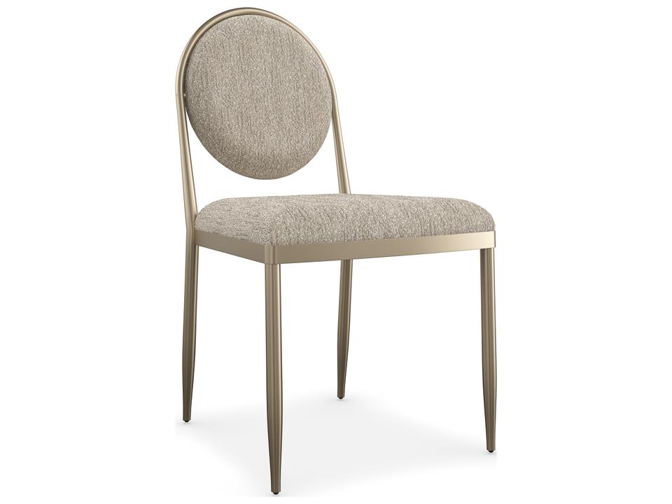 Capri Upholstered Dining Side Chair in Lucent Bronze Metallic and Boucle Fabric
