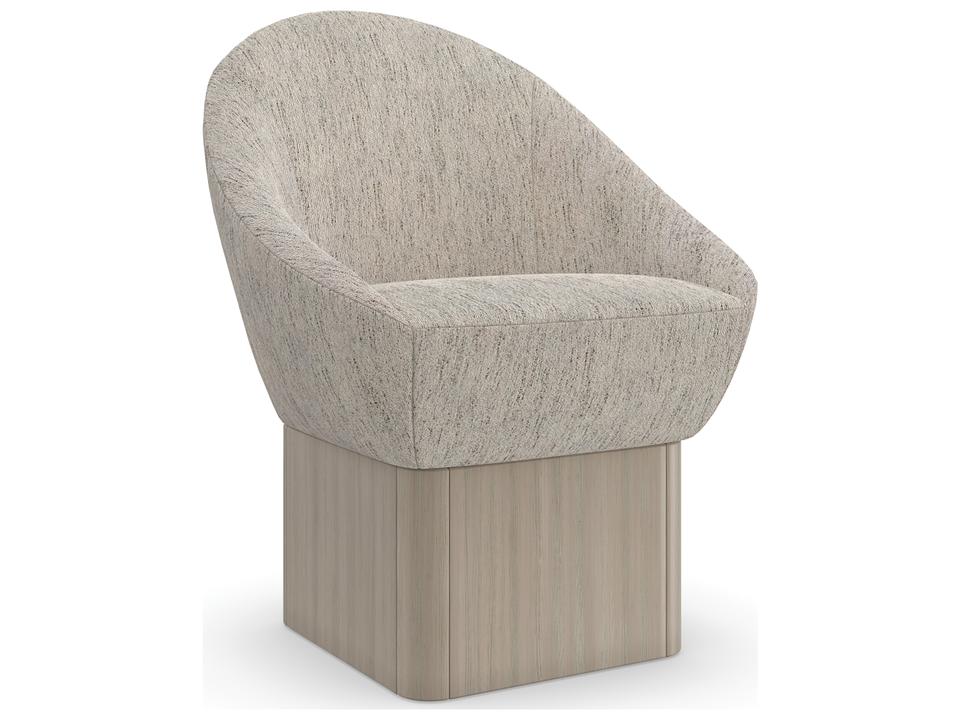 Palma Upholstered Swivel Dining Side Chair in Oatmeal Fabric and Sabbia Base