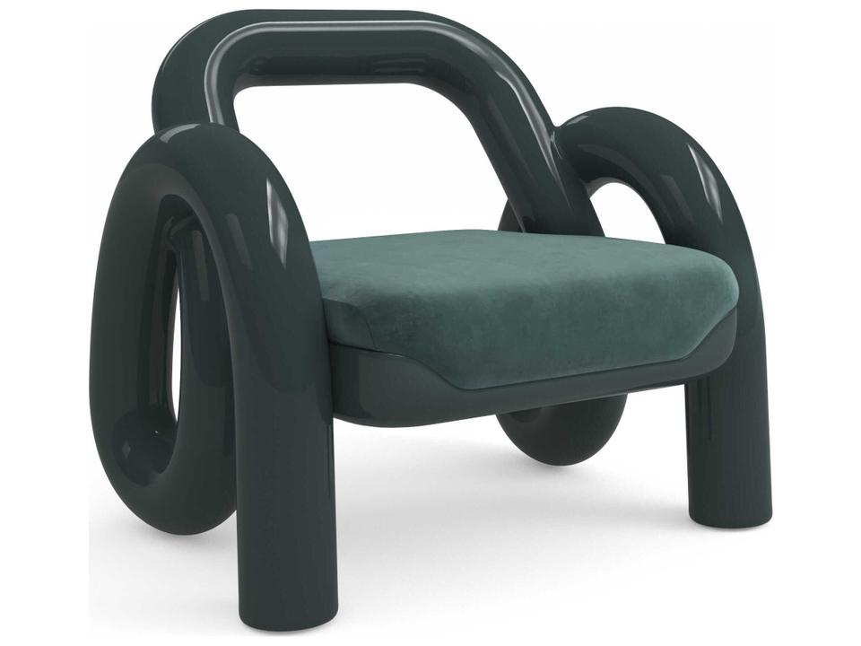 Gelee Accent Chair Apatite Gloss with Peacock Velvet Upholstery