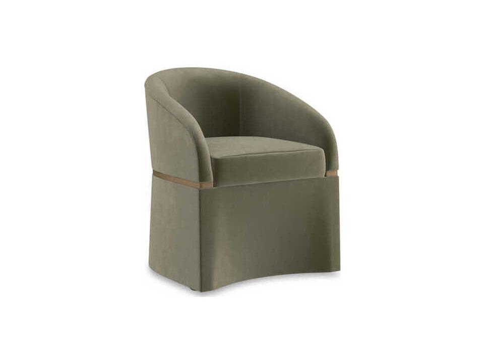 Dune Upholstered Dining Armchair in Green Velvet with Brushed Gold Paint
