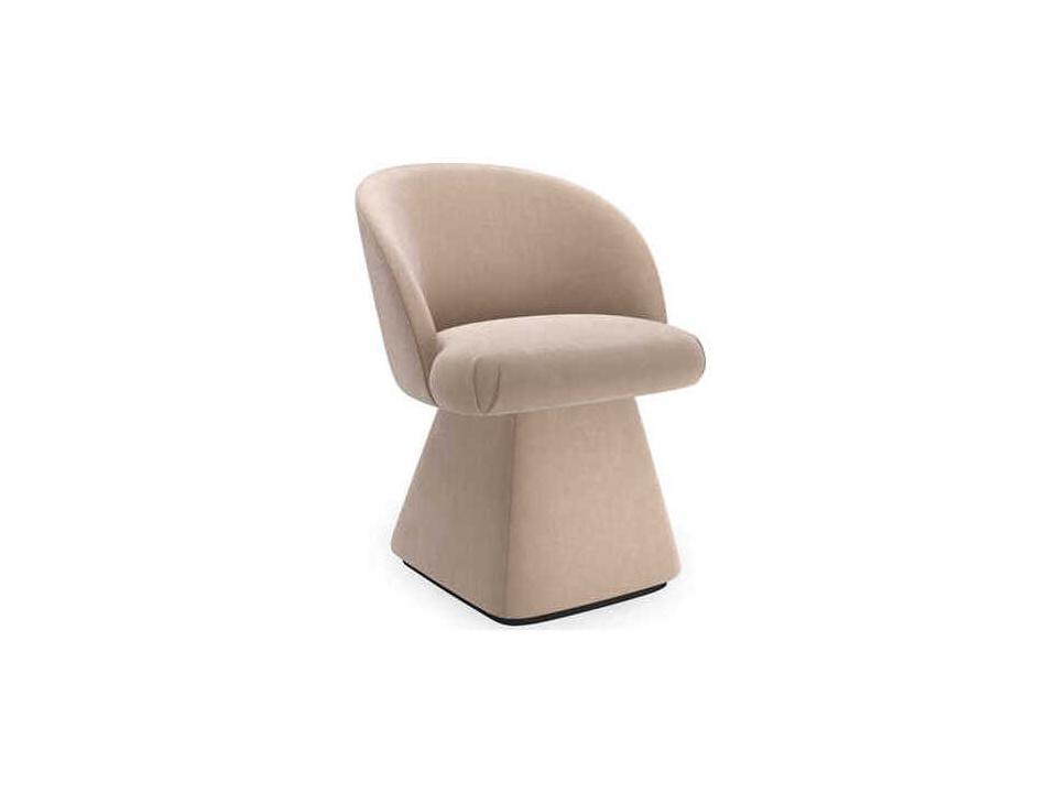 Vuelta Swivel Upholstered Dining Side Chair in Light Taupe Velvet and Almost Black