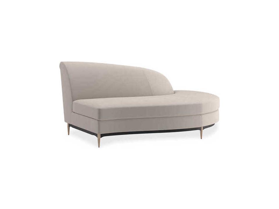 Three's Company Right Arm Facing Velvet Chaise in Almost Black and Champagne Gold