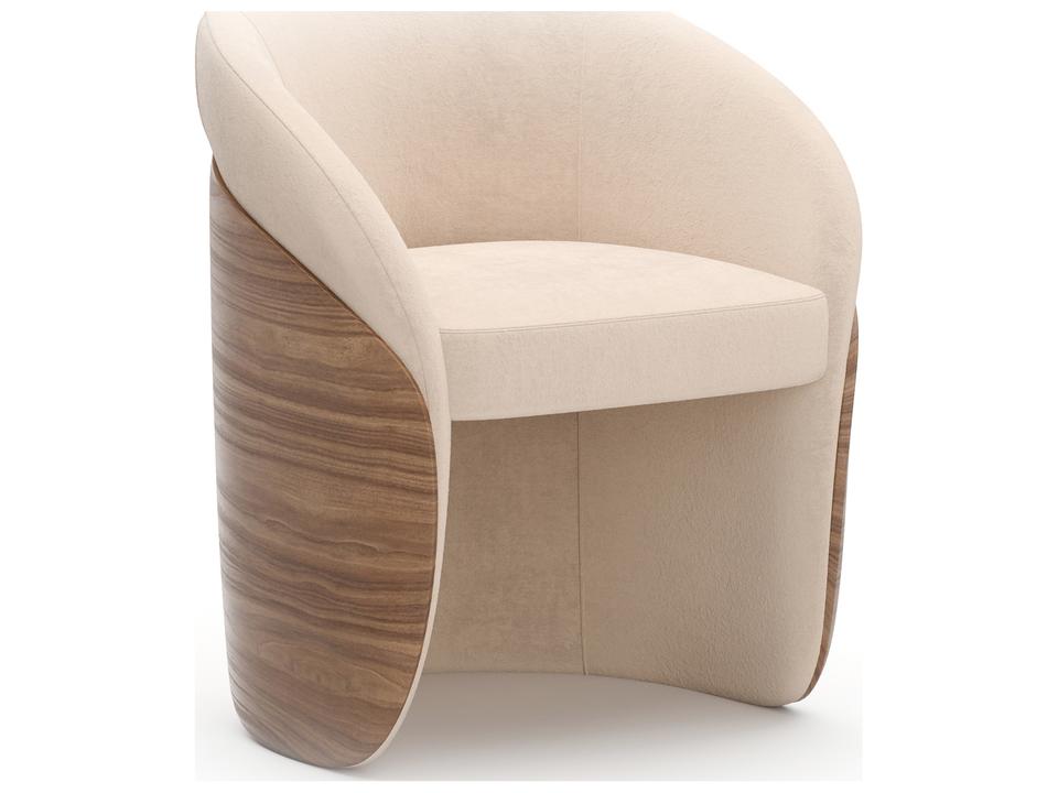Fleur Upholstered Dining Armchair in Porcini with Ivory Faux Mohair