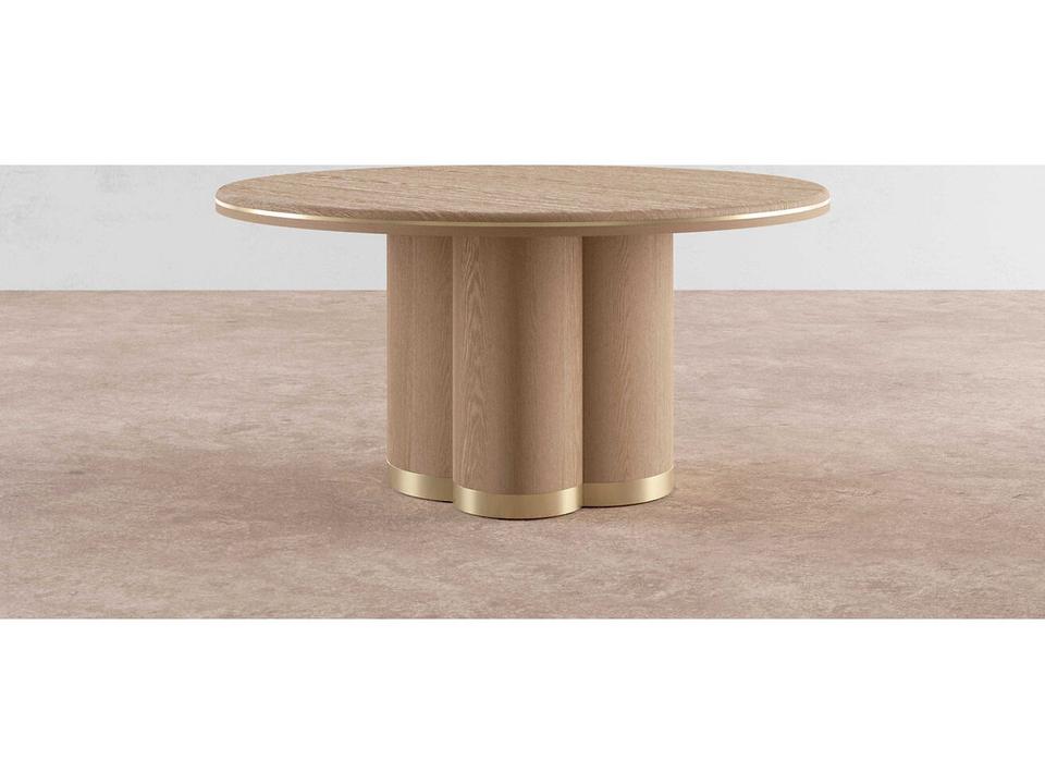 Angelo 60-Inch Round Dining Table in Natural Oak and Matte Brass