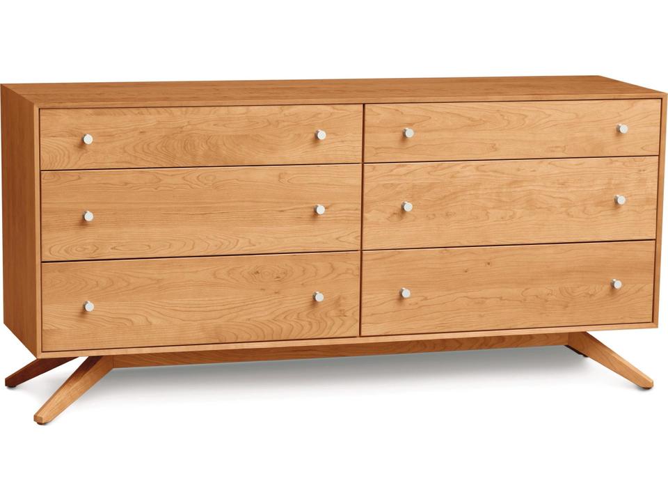 Astrid 6 Drawer Double Dresser Solid Hardwood Mid Century