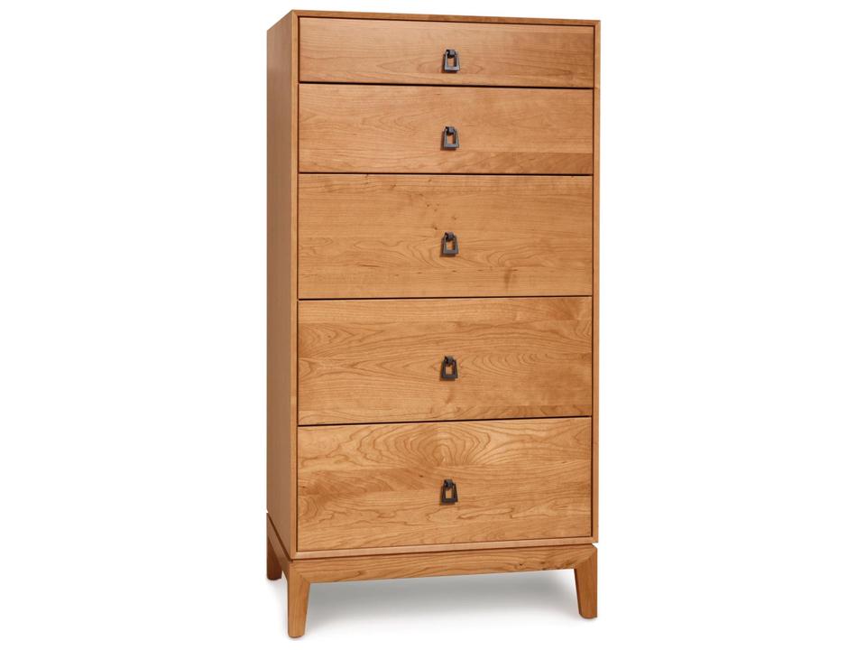 Mansfield Five-Drawer Narrow Dresser in Natural Walnut with Mitered Frame