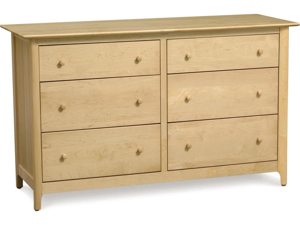 Sarah 6-Drawer Double Dresser in Solid Maple and Cherry Hardwood with Self-Close Drawers